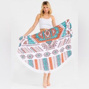 BT02. AZTEC FRINGE EDGE BLANKET BEACH TOWEL